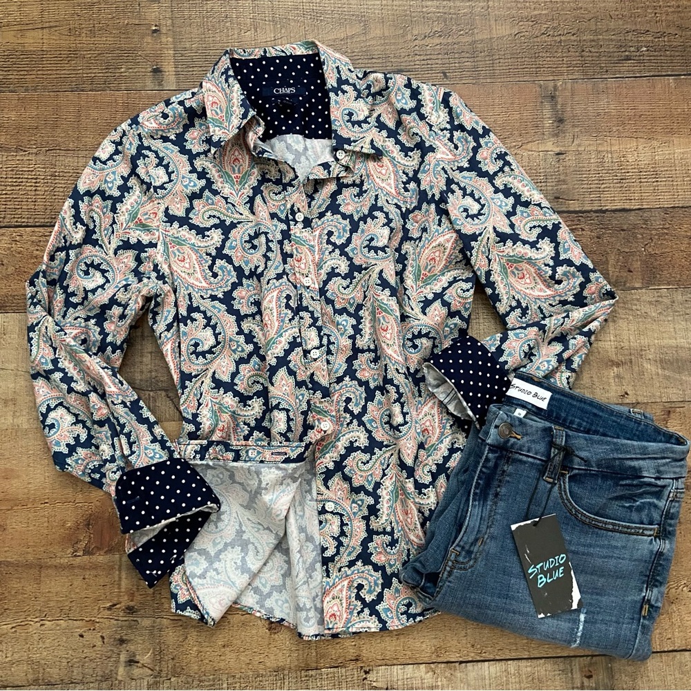 Chaps Paisley Button Down, No Iron - image 1